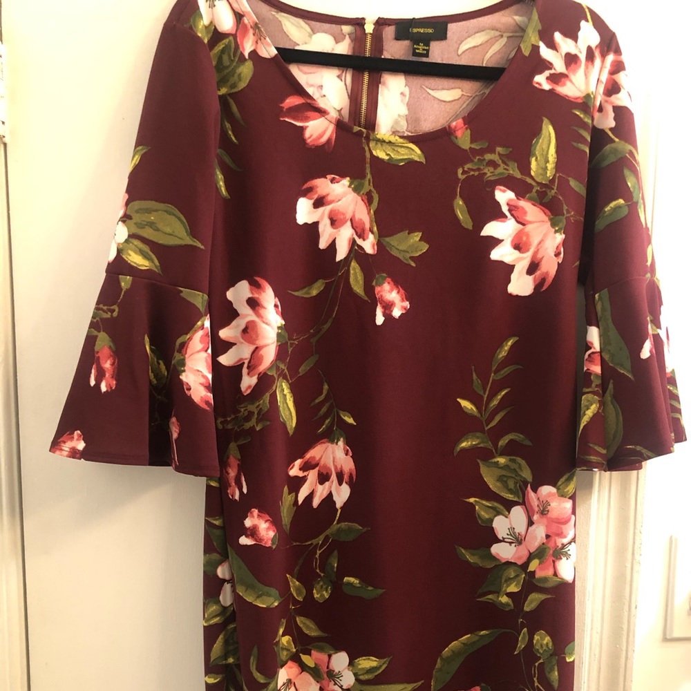 Burgundy | Floral | Cocktail Dress | Size M